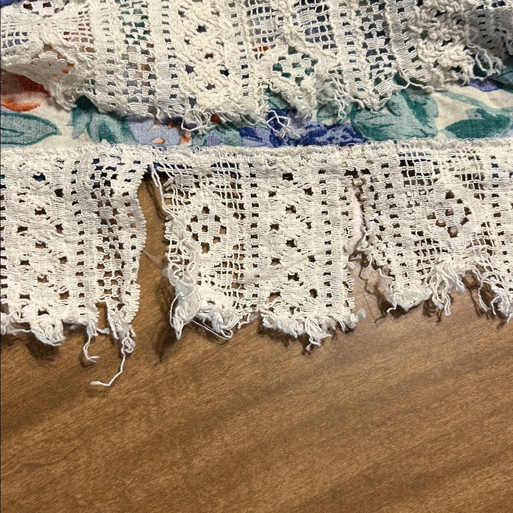POL Boho Floral Patchwork Blouse Blue Chambray Crochet Lace 1/4 Button L
V - Picture 14 of 14